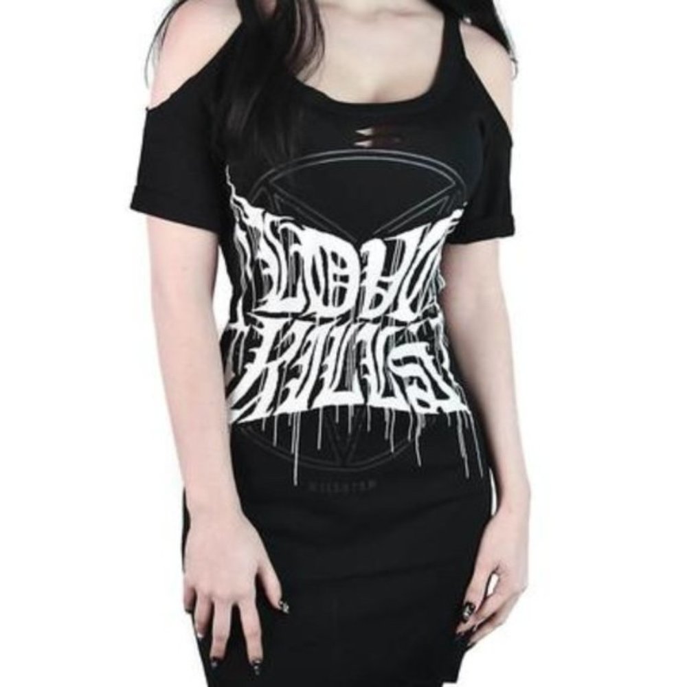 NWT Ladies Killstar "Love Kills" cold shoulder t-shirt